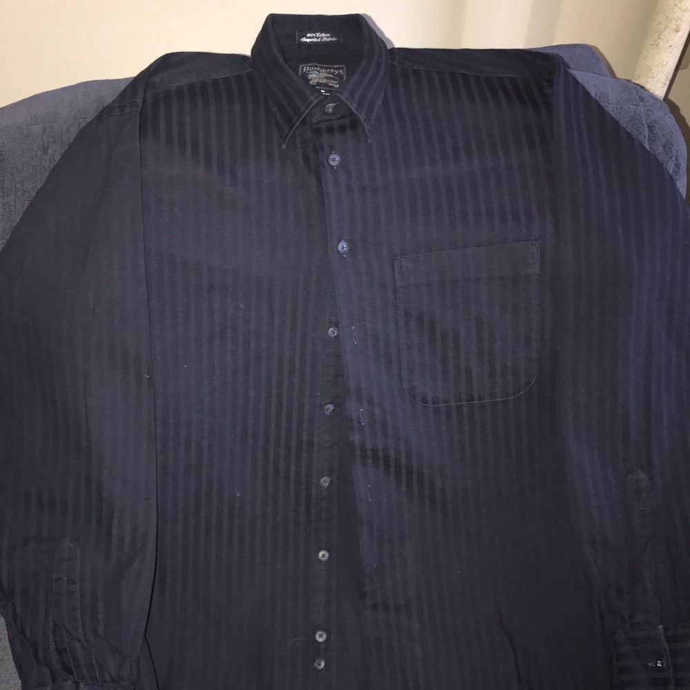 Burberry Men’s M Long Sleeve Button Down Navy - Picture 6 of 8